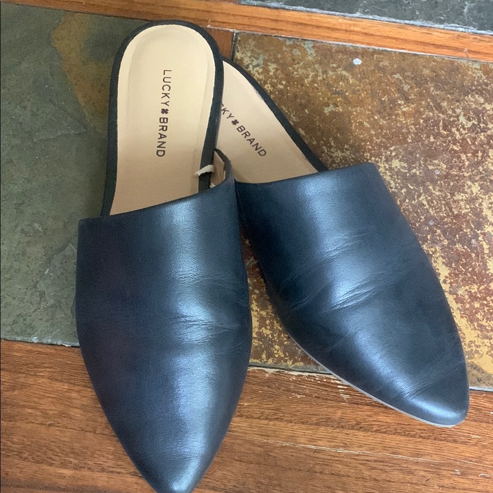 Lucky Brand Black Mules Sleek Slip-On Design